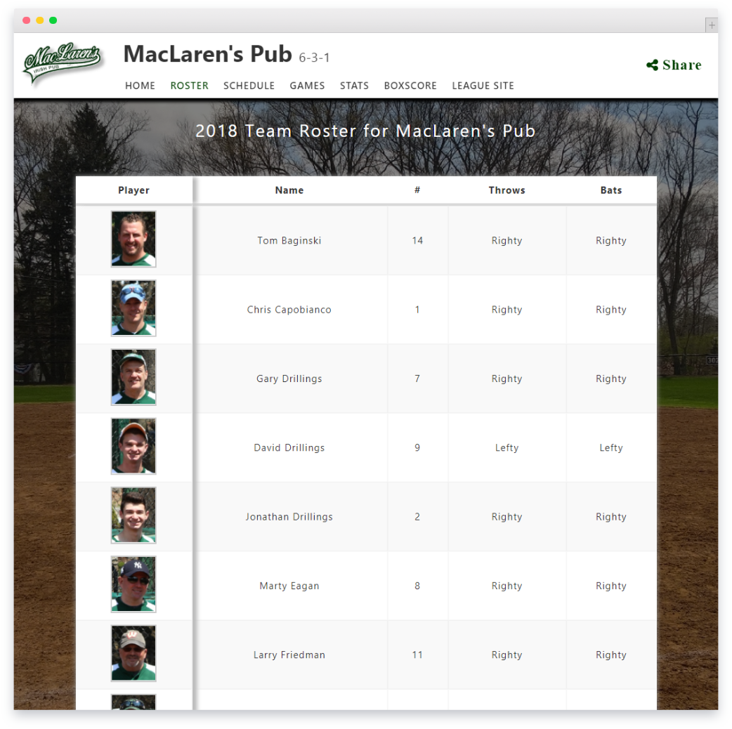 Baseball/Softball Metrics Reports Software App