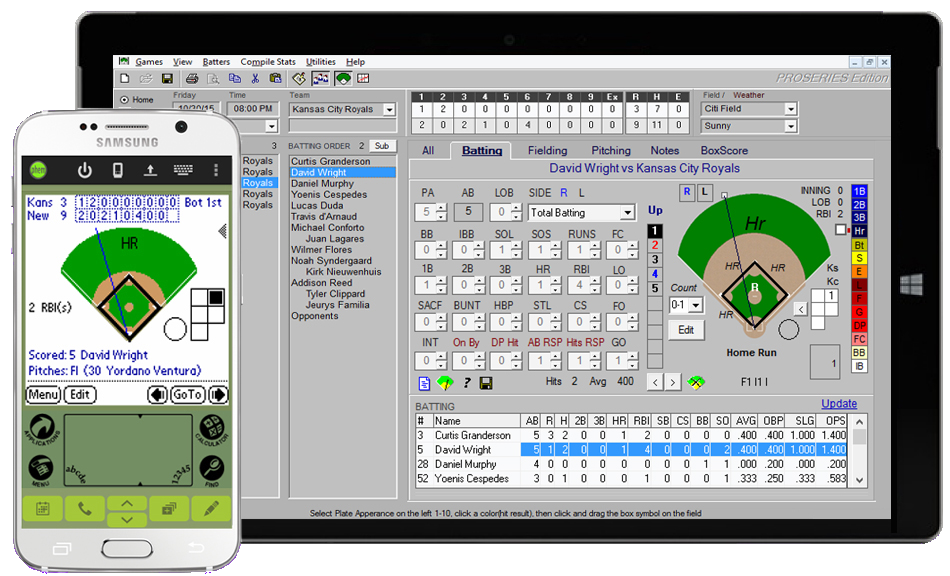Baseball stat tracking software app