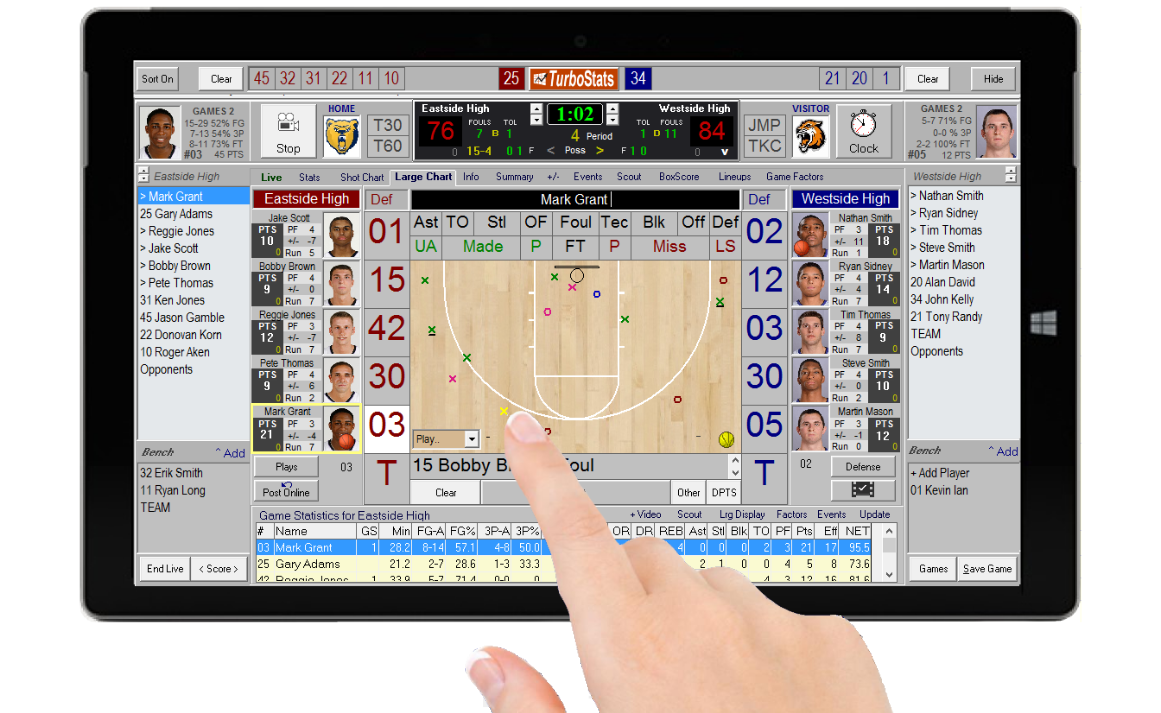 Score during the game basketball software app
